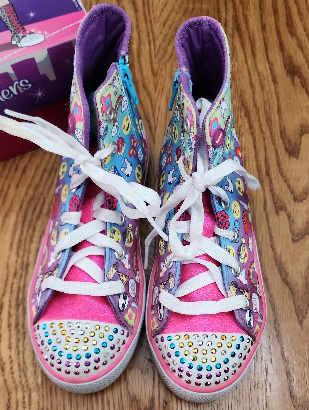 Skechers Twinkle Toes Emoji High-Top Sneakers, VGUC, Working, Girl's Size 2
